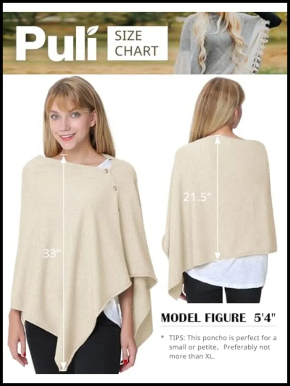 Lightweight Knitted Poncho Scarf Wrap with Buttons